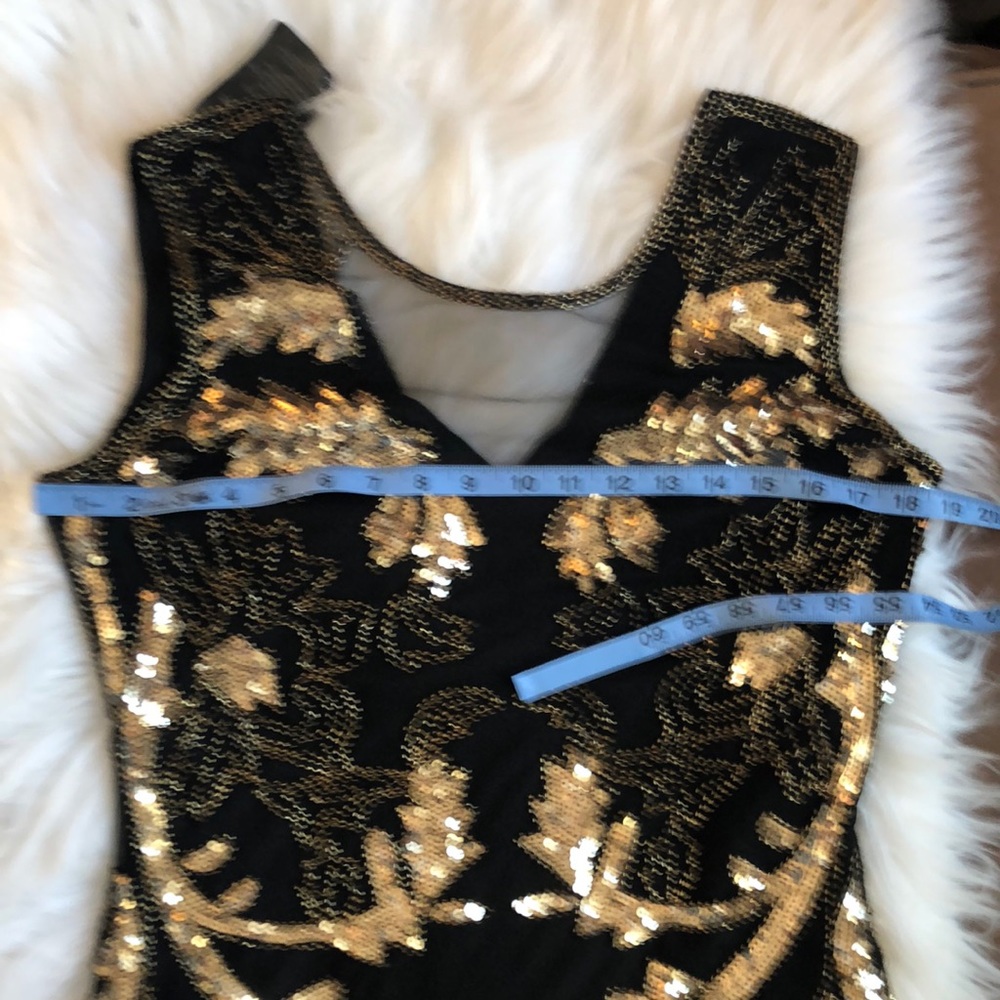 VIJIV Black w/Gold Sequins Evening Gown szL Polyester Stretch Material Elegant